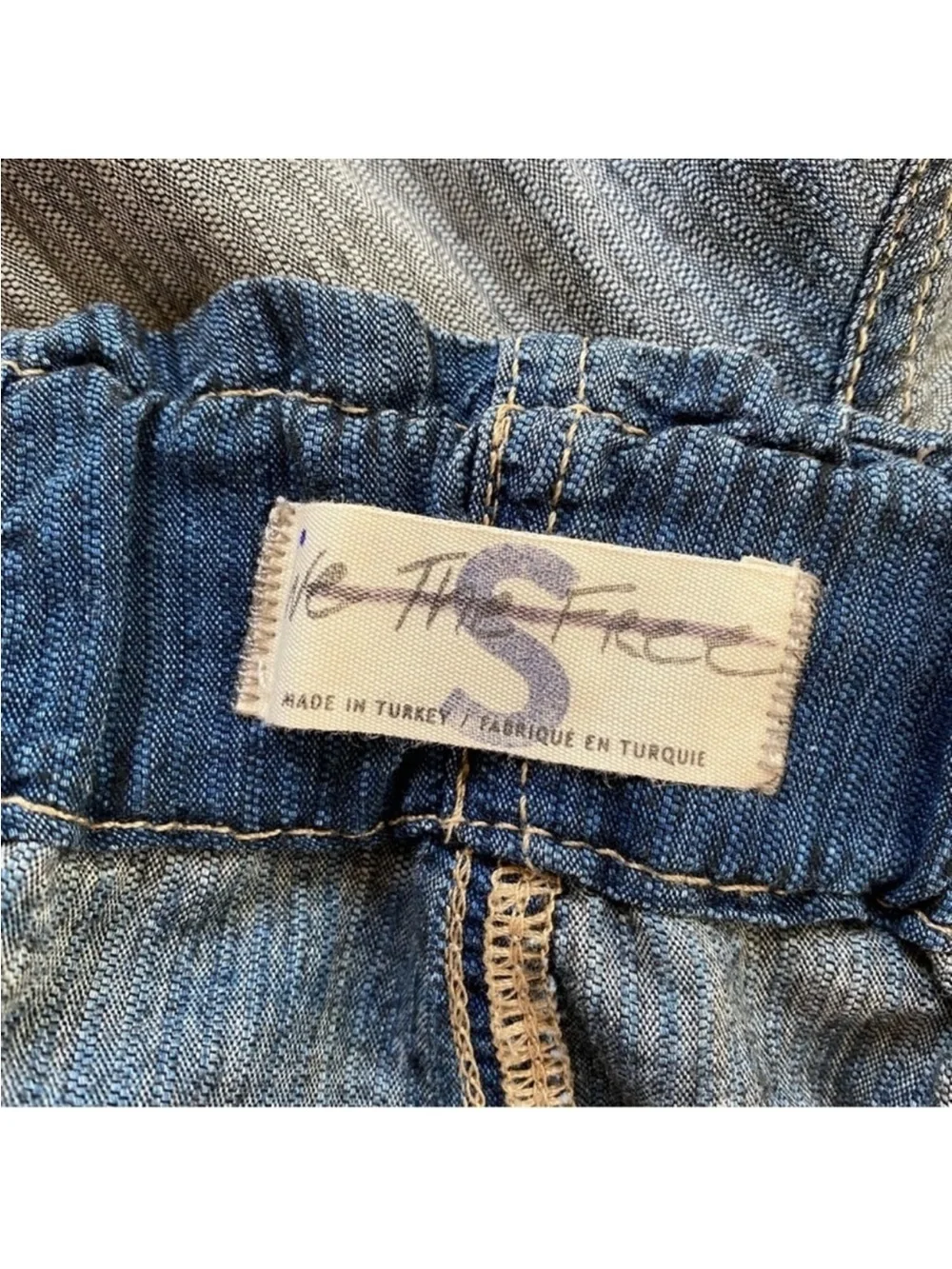 NWT Free People Wide-Leg Drawstring Jogger Jeans Blue Small